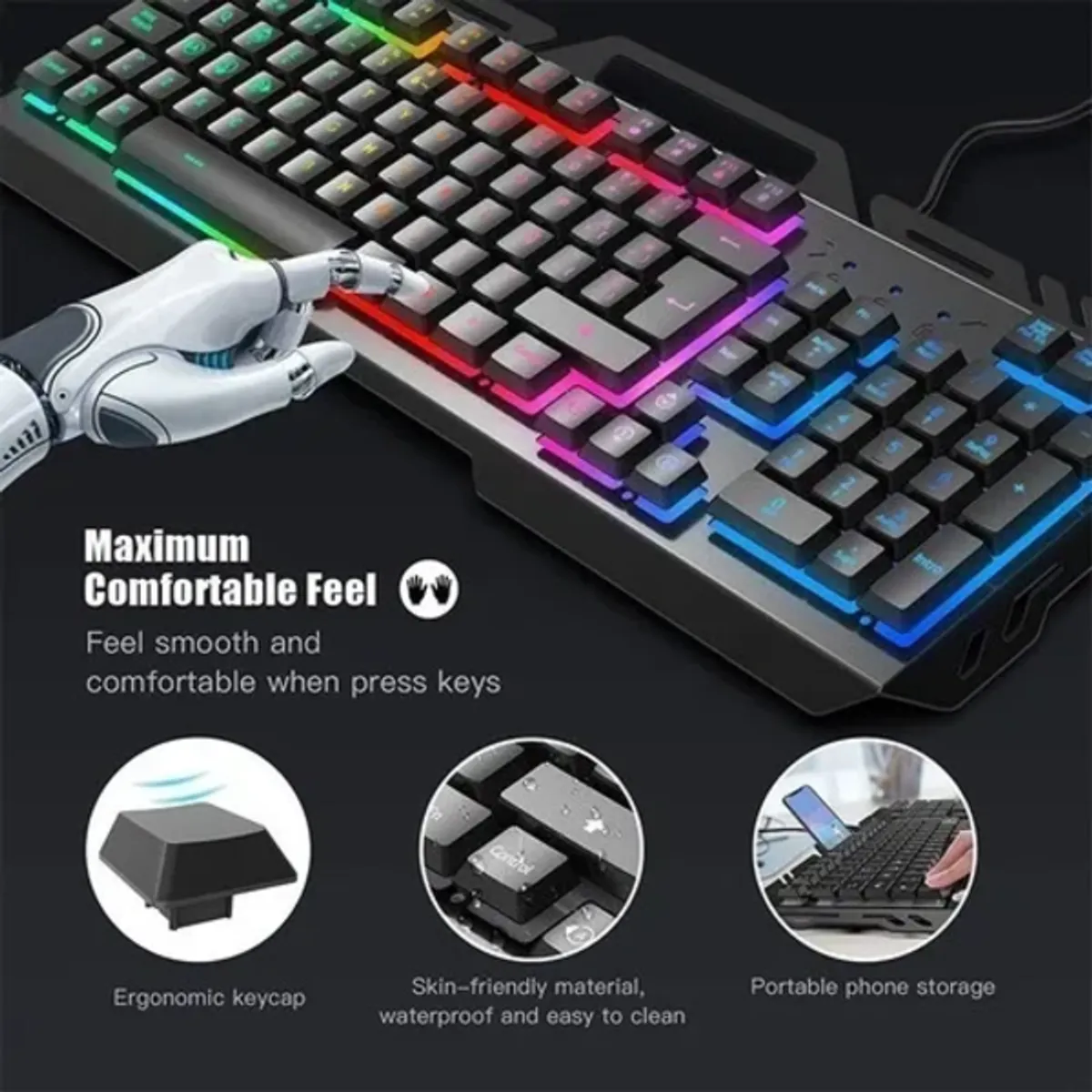 GENERICO - Teclado gamer metálico Aoas M888 rgb español