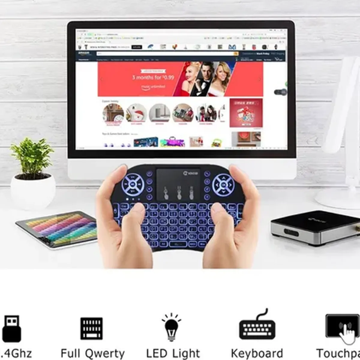 GENERICO - Mini teclado inalámbrico smart tv box pc control tv