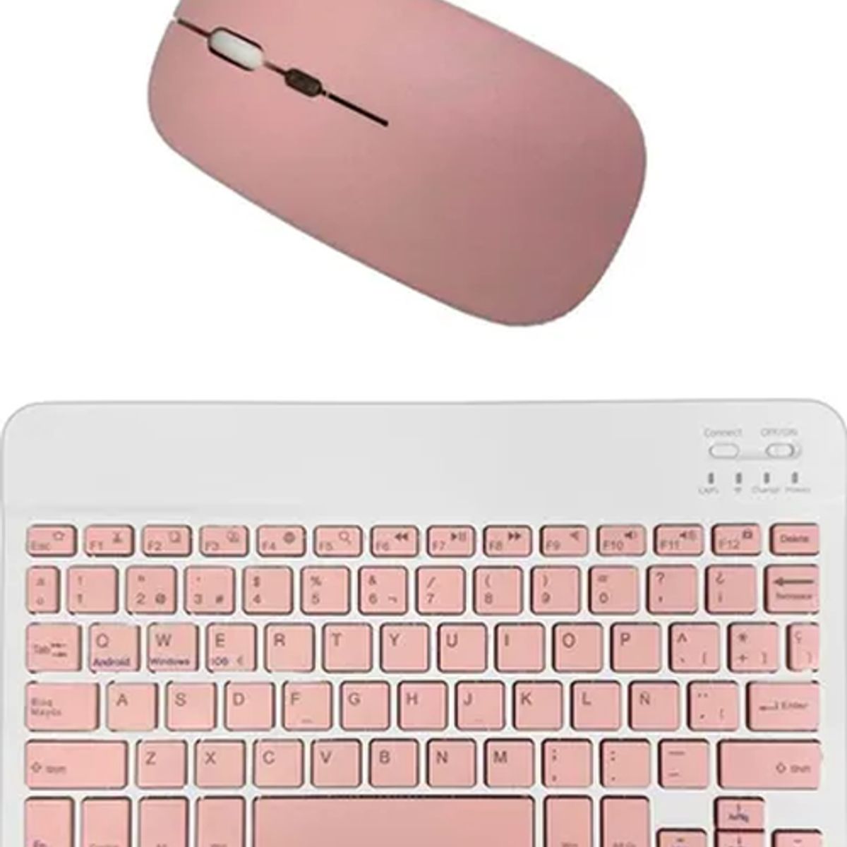 GENERICO - Kit teclado mouse mini inalámbrico bluetooth rosa