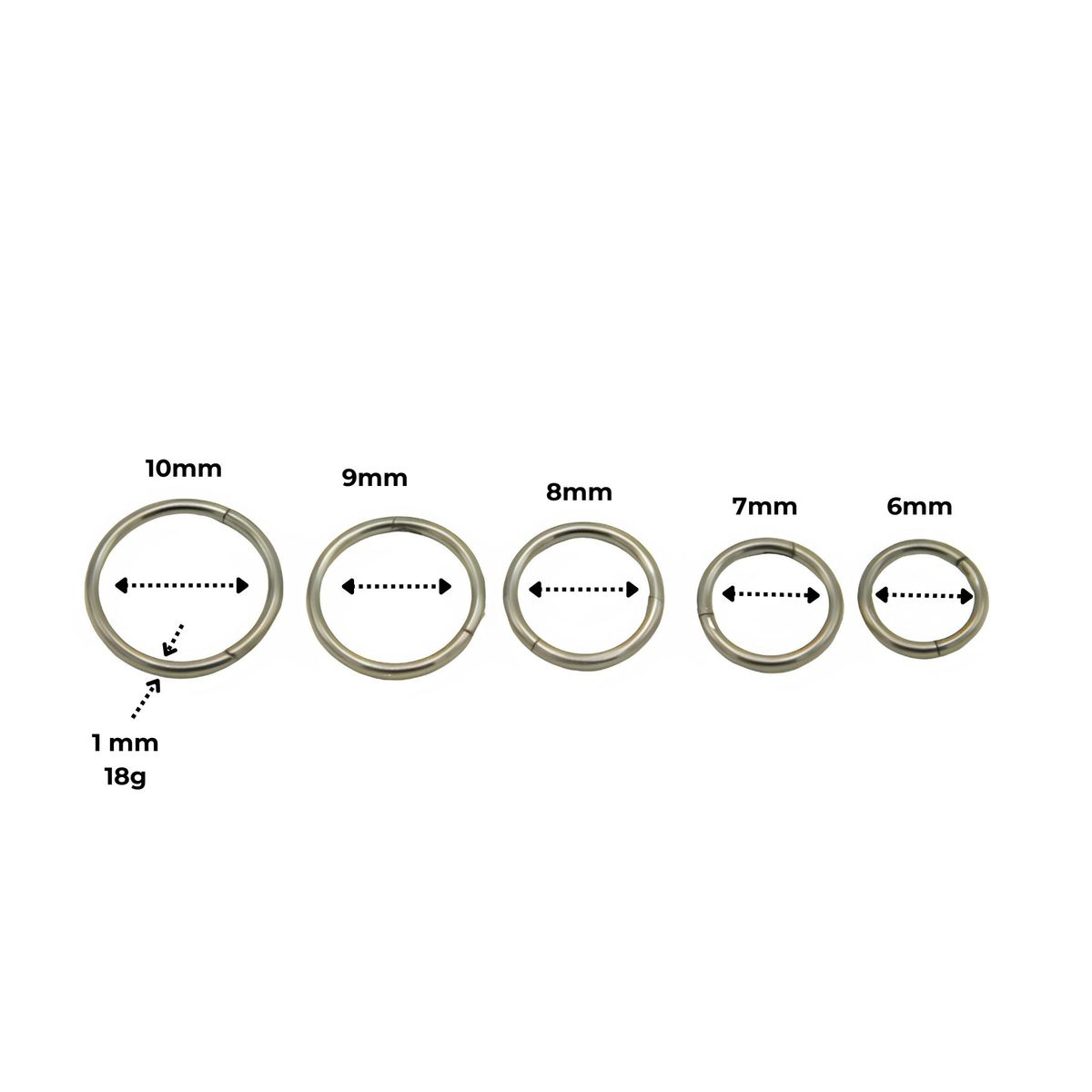 ELBAULDEJUMA - Pack 5 Piercing Clicker 18g Aro Titanio Astm F136 Plateado