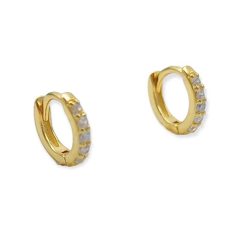 ELBAULDEJUMA - Argollas Pave 7mm Piercing Básico Plata Chapada Oro 18 Niñas