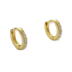 ELBAULDEJUMA - Argollas Pave 7mm Piercing Básico Plata Chapada Oro 18 Niñas