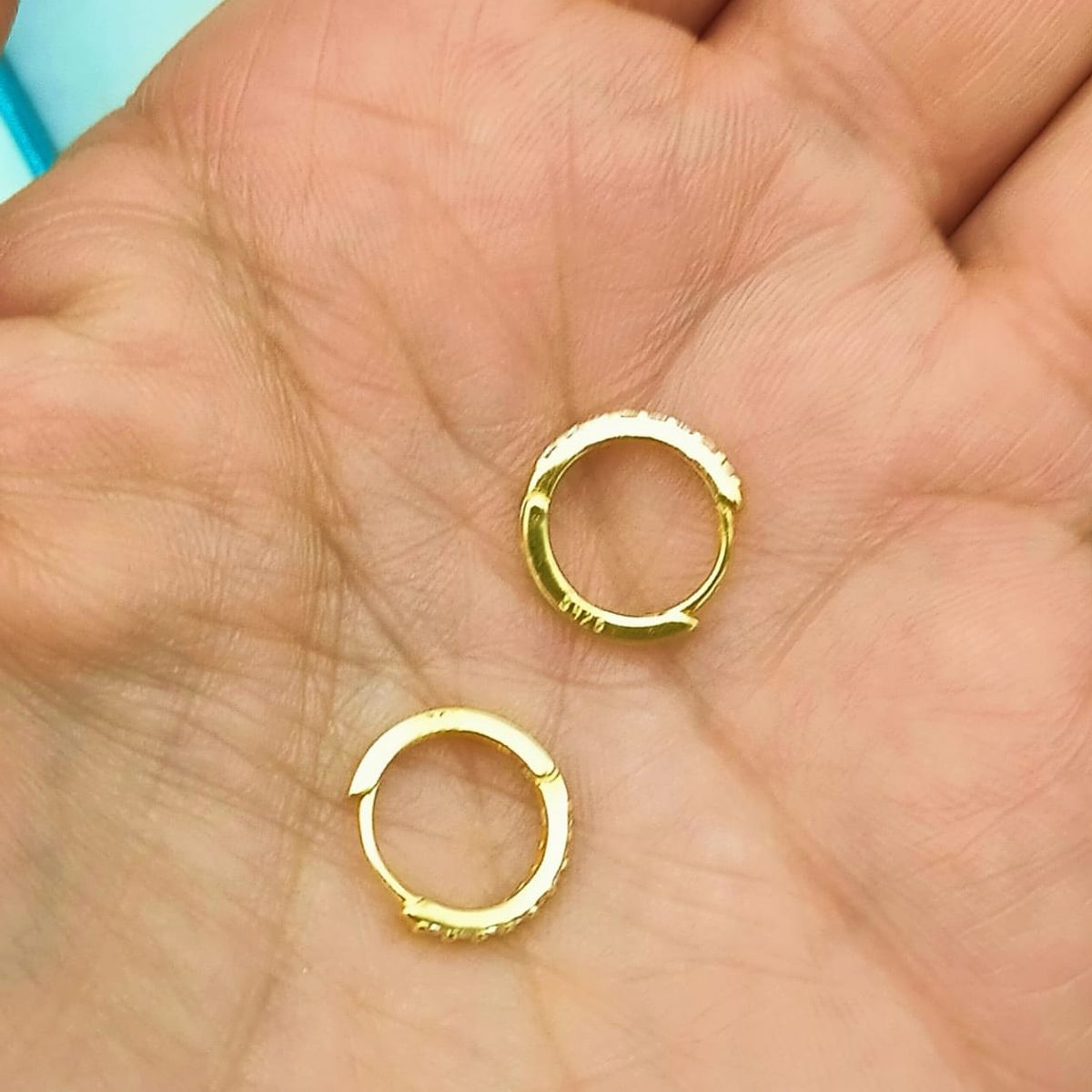 ELBAULDEJUMA - Argollas Pave 7mm Piercing Básico Plata Chapada Oro 18 Niñas
