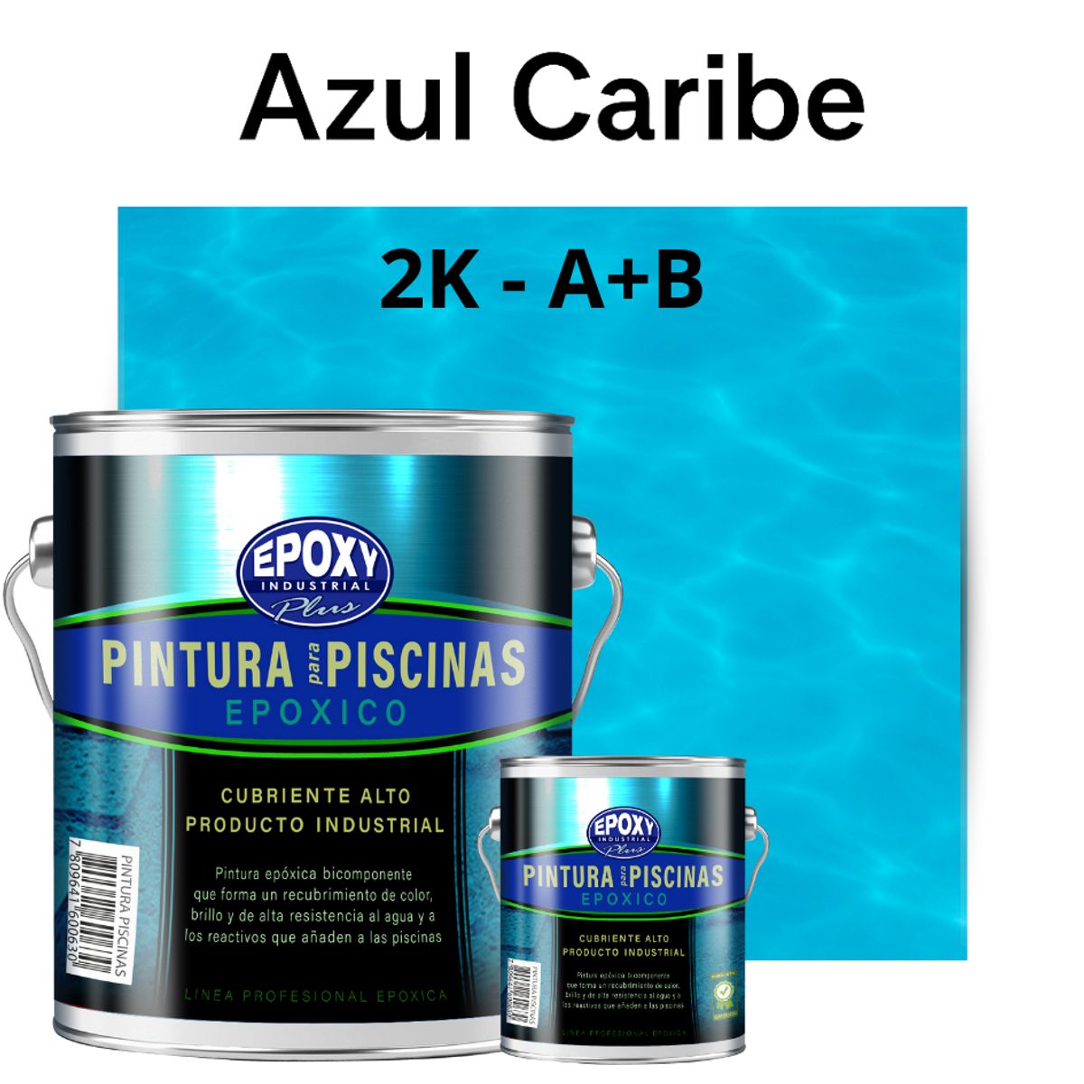 EPOXY - Pintura Epóxica 2K para Piscinas Base solvente-2K A+B- GALON-AZUL CAR