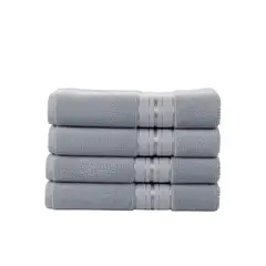 GARSIL - Pack 4 Toallas De Mano Gris Claro Algodon Hotel Spa 74x34 Cm