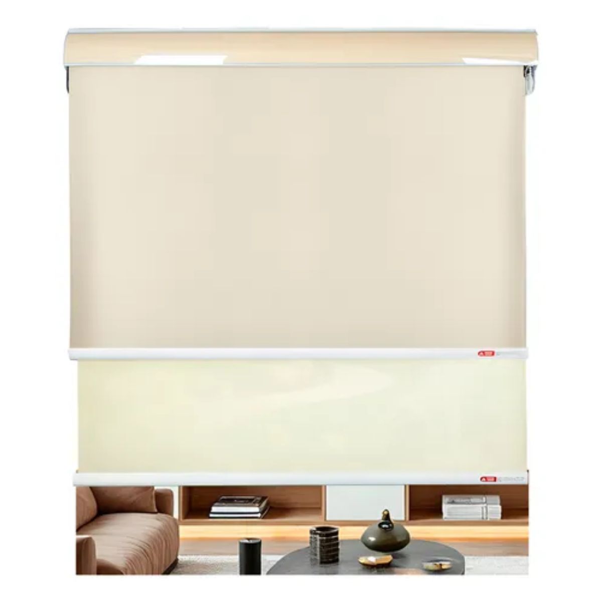 HOMEBRANDT - Cortina Roller Beige  Blackout Doble Visillo Cenefa 100x200