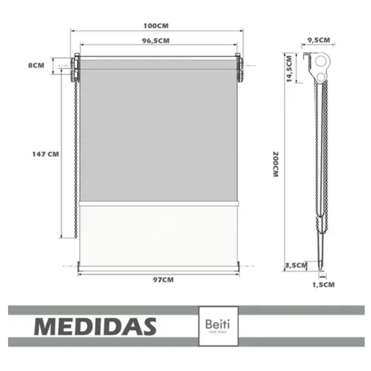 HOMEBRANDT - Cortina Roller Beige  Blackout Doble Visillo Cenefa 100x200