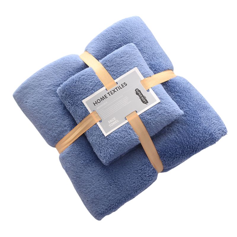 GENERICO - Pack 2 Toallas De Baño Cuerpo y Manos de Microfibra Secado Rápido Azul