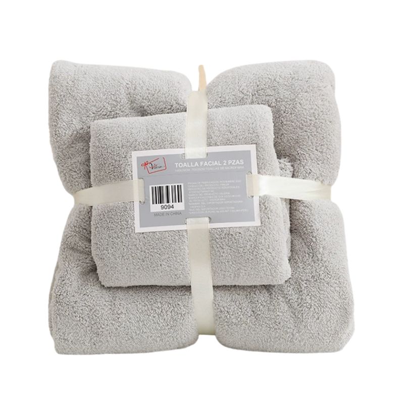 GENERICO - Pack 2 Toallas De Baño Cuerpo y Manos de Microfibra Secado Rápido Gris claro