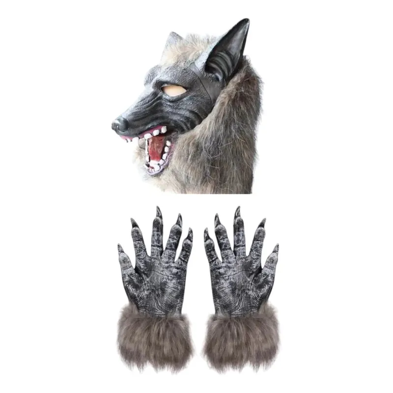 GENERICO - MASCARA DE LATEX  LOBO CON GARRAS PARA DISFRAZ HALLOWEEN