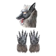 GENERICO - MASCARA DE LATEX LOBO CON GARRAS PARA DISFRAZ HALLOWEEN