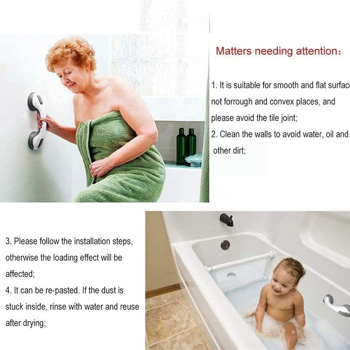 MOVI - Barra de Seguridad Antideslizante con Ventosas  Soporte para Baño y Ducha