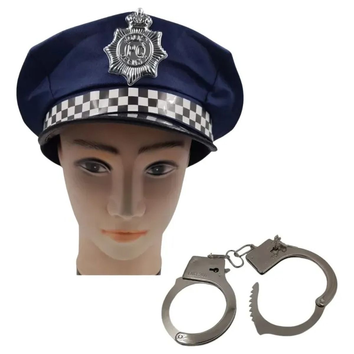 GENERICO - SOMBRERO GORRO DE POLICIA MAS ESPOSAS DISFRAZ HALLOWEEN