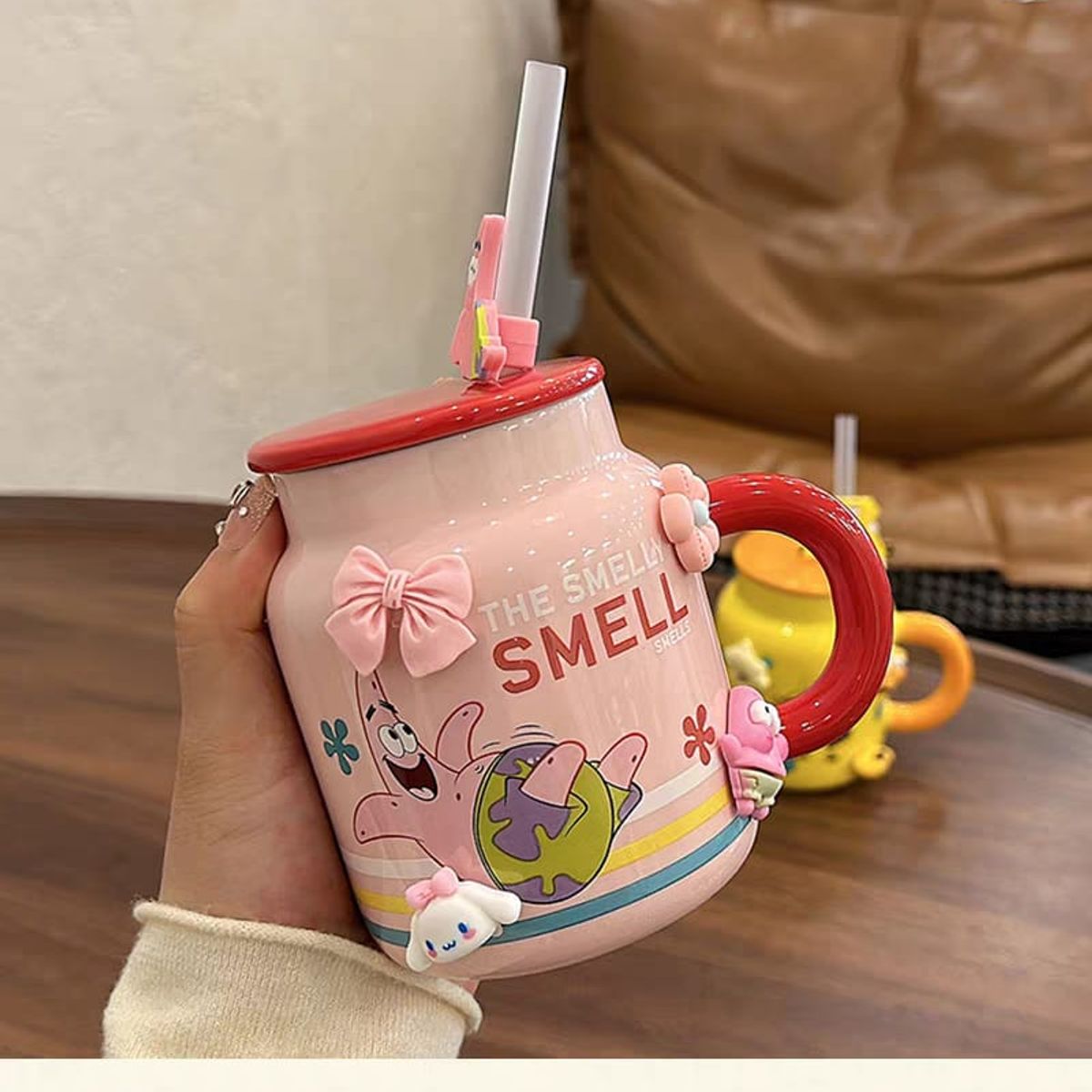 GENERICO - Taza Tazon Mug Patricio Estrella Bob Esponja  + Tapa + Bombilla