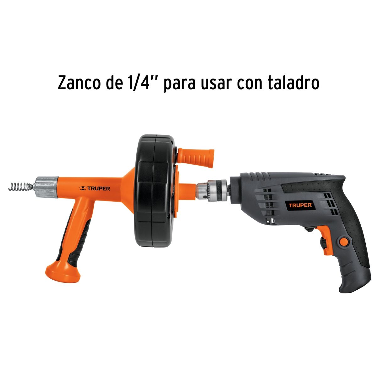 TRUPER - Destapacaño Sonda P/Desague 7,6 Mts Manual y Taladro