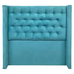 VINTAGE MOBEL - Respaldo Capitone Flugel Queen Felpa Turquesa