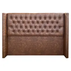 VINTAGE MOBEL - Respaldo Capitone Flugel King Ecocuero Café
