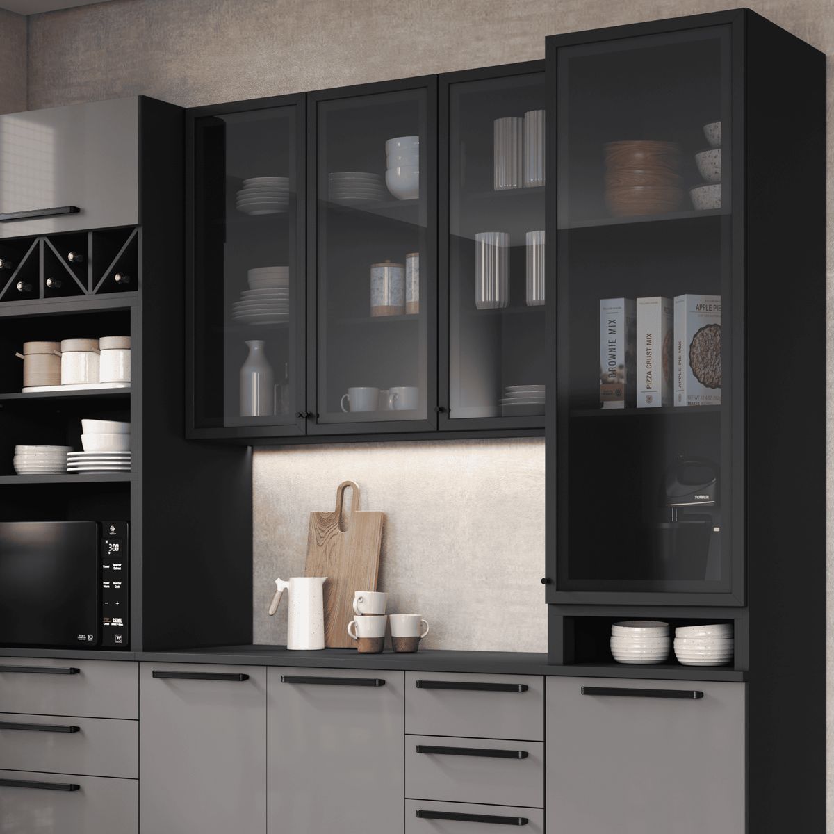 HOME MOBILI - Mueble Cocina Aéreo 3P Vidrio Platinum