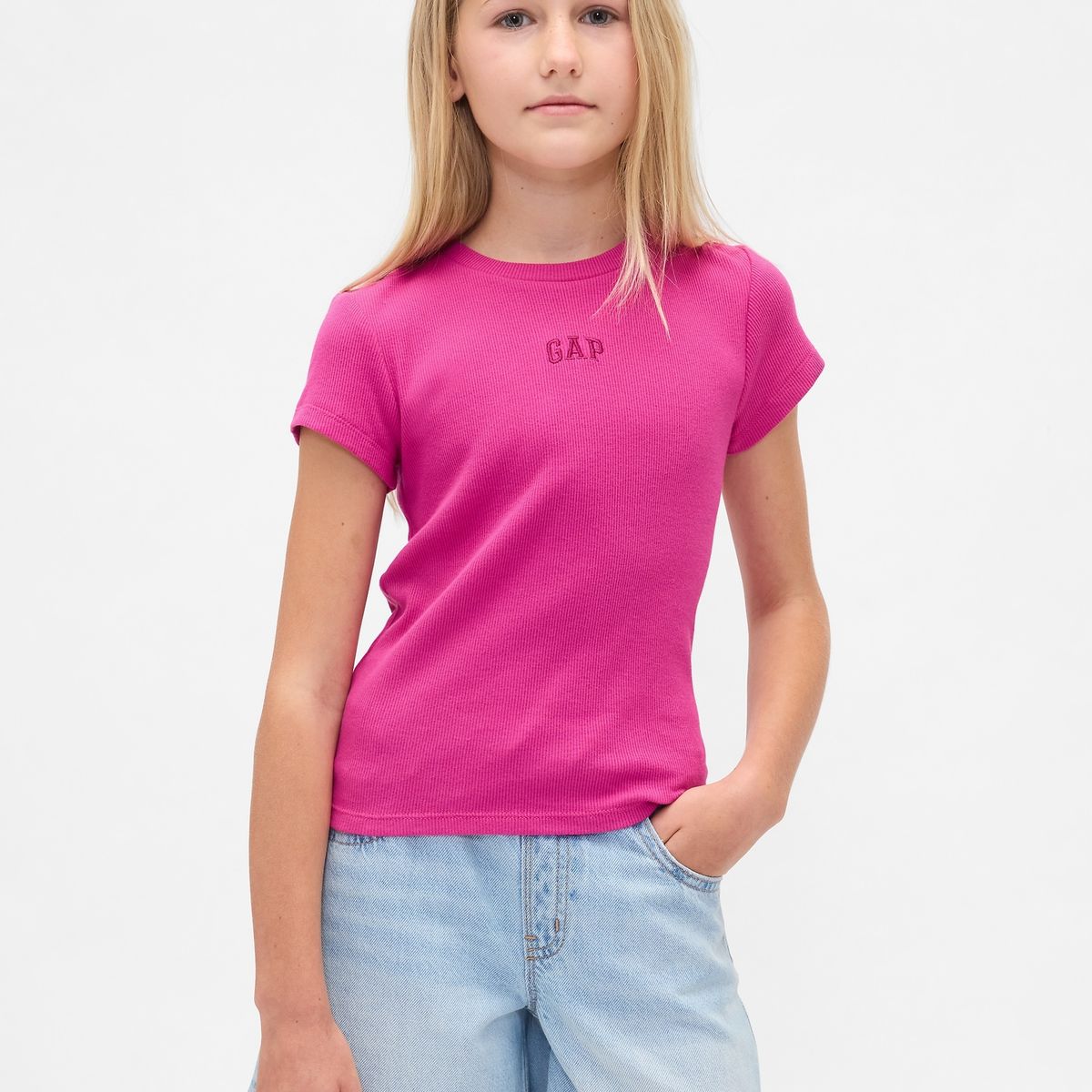 GAP - Polera Gap Logo Rib Manga Corta Niña