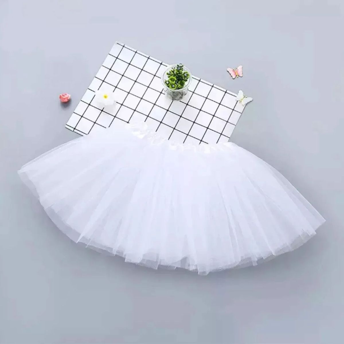 GENERICO - TUTU CON BRILLO BLANCO DE NIÑAS 30CM DE LARGO