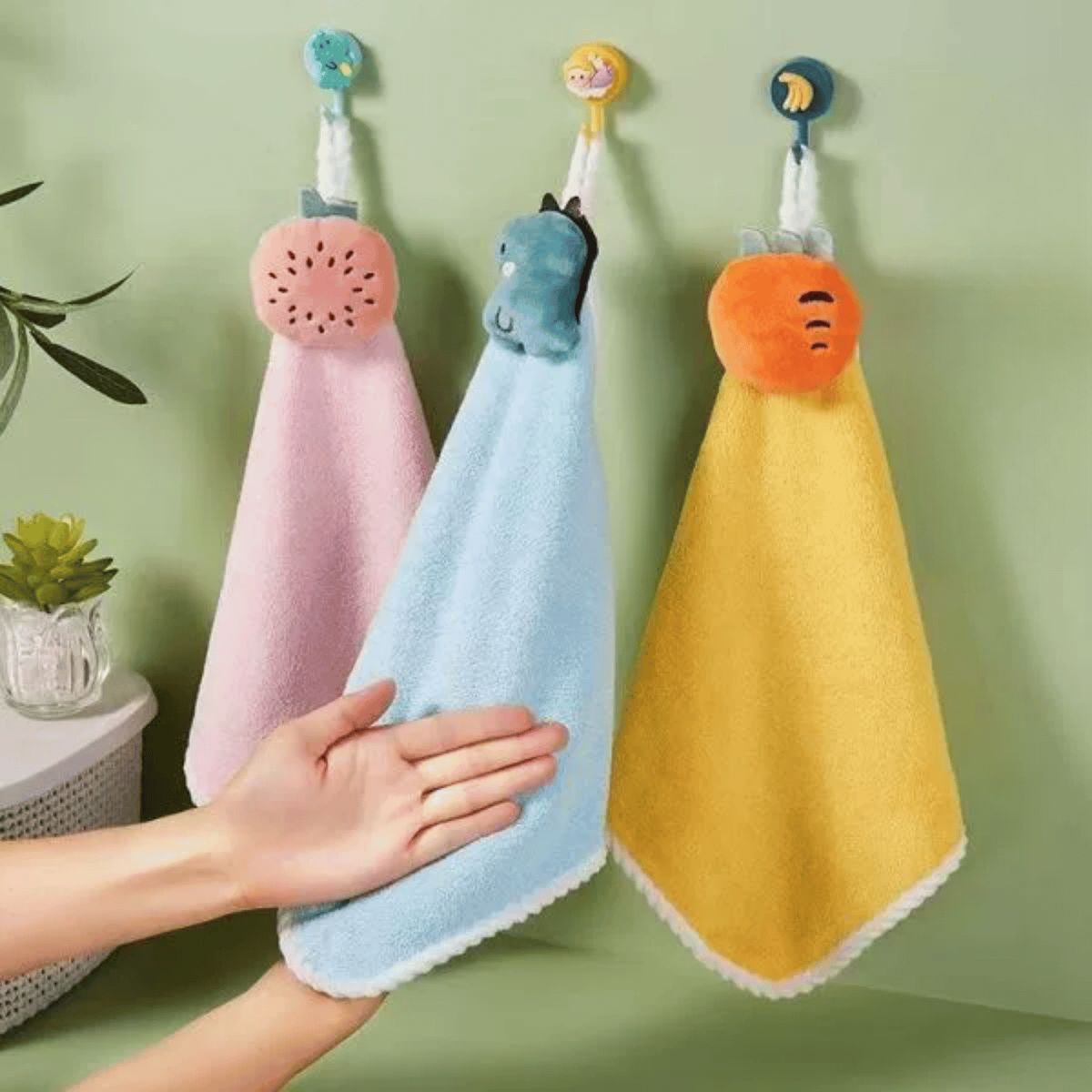 HOMESTAR - Pack de 4 Toalla de Mano de Microfibra con Colgador