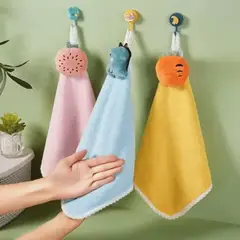 HOMESTAR - Pack de 4 Toalla de Mano de Microfibra con Colgador