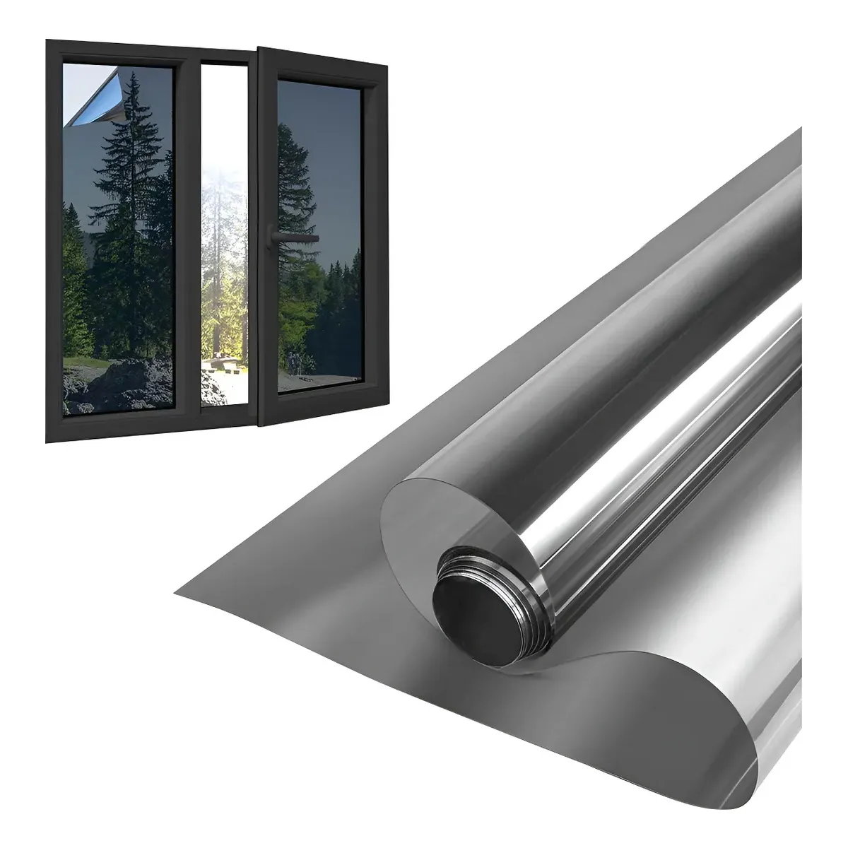 KUANGYE - Lamina Espejada Film Privacidad Vidrio Ventana 50 Cm x 10 M Gris