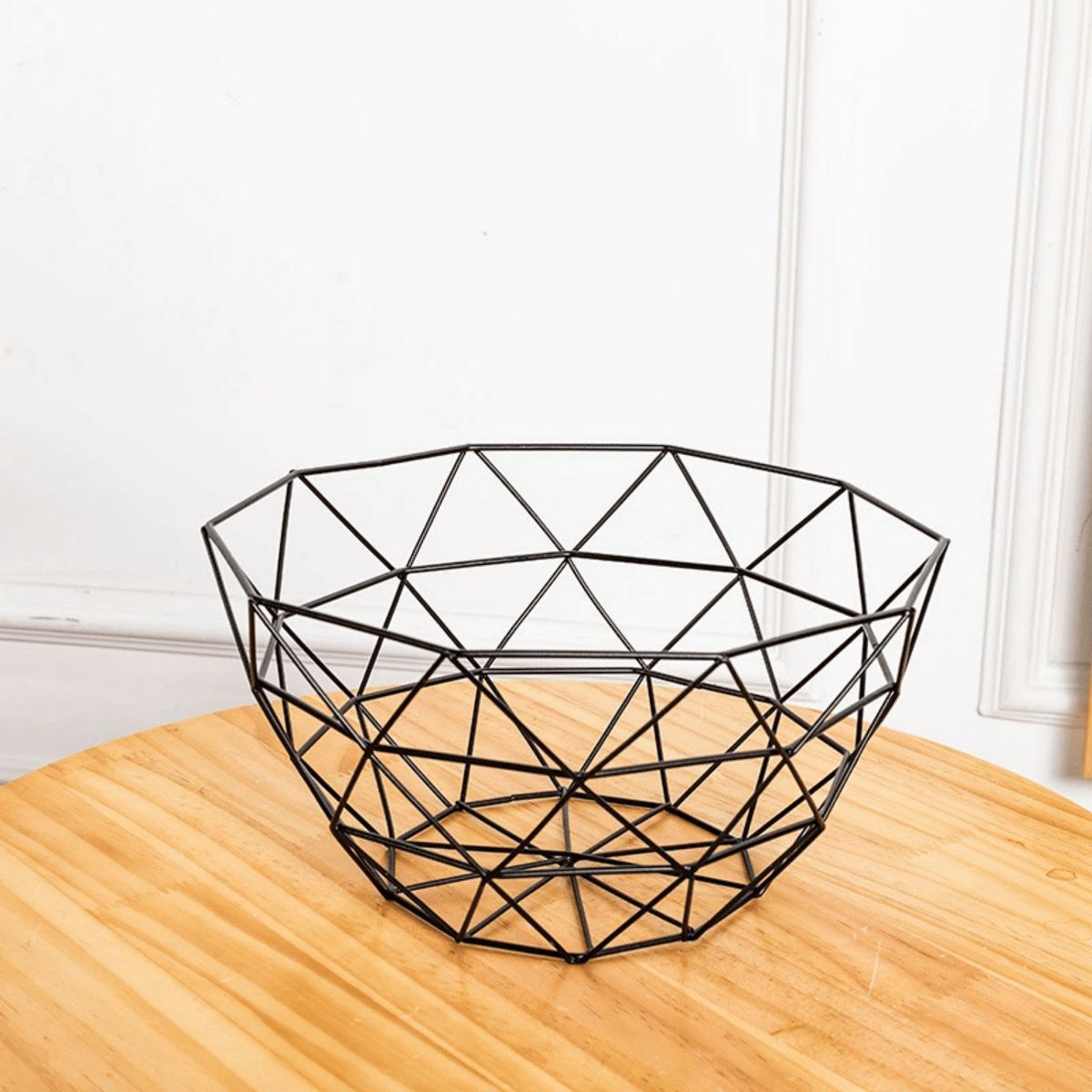 HOMESTAR - Cesto Frutero Metálico Diseño Geométrico - 27 cm de Diámetro