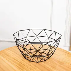 HOMESTAR - Cesto Frutero Metálico Diseño Geométrico - 27 cm de Diámetro