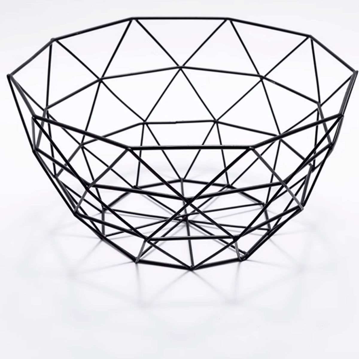 HOMESTAR - Cesto Frutero Metálico Diseño Geométrico - 27 cm de Diámetro