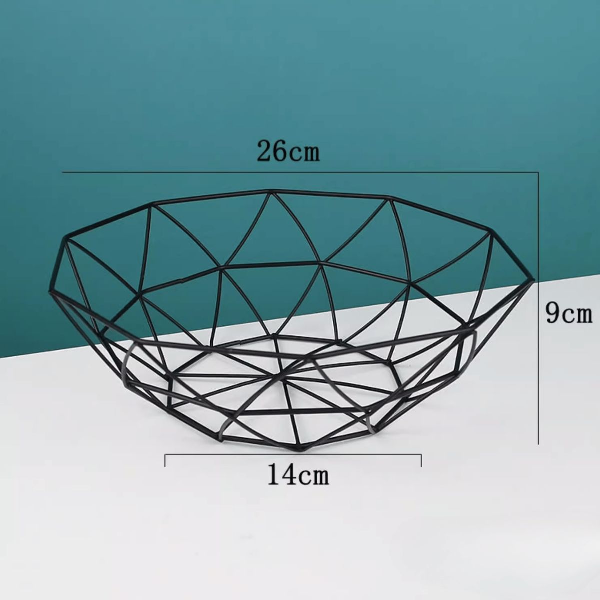 HOMESTAR - Cesto Frutero Metálico Diseño Diamante - 26 cm de Diámetro