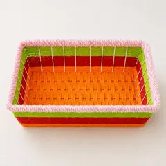 HOMESTAR - Cesta rectangular de alambre tejida multicolor