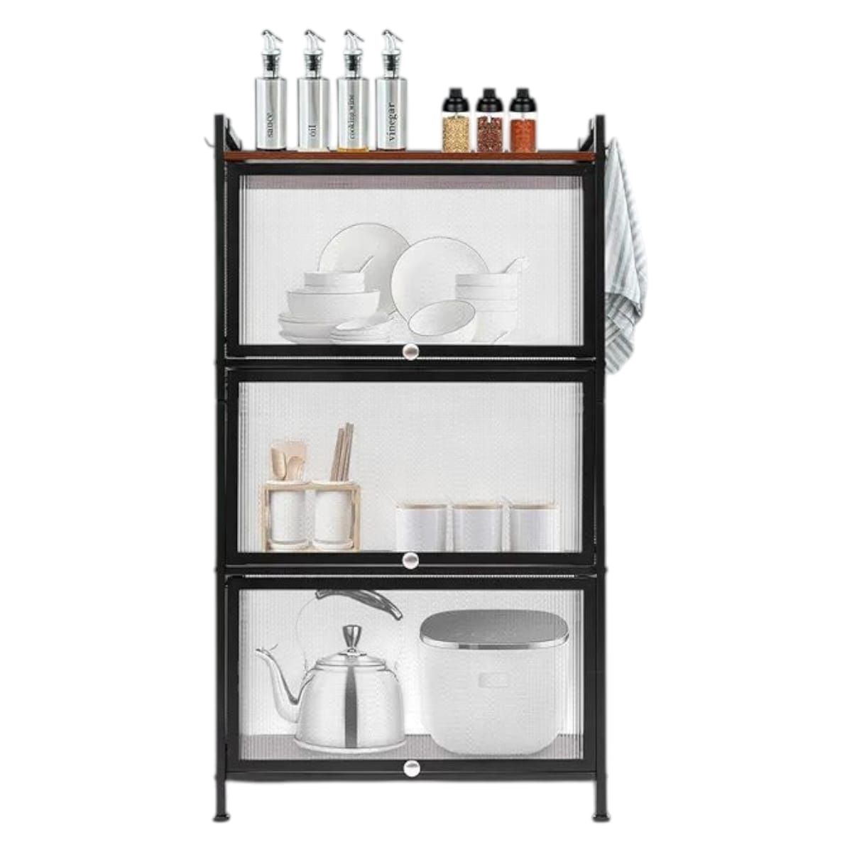 GENERICO - Vitrina Exhibidora Metálica de 3 Niveles con Puertas Gms