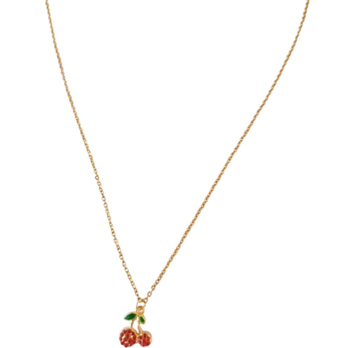 GENERICO - Collar cereza rojo con circones de Acero Inoxidable