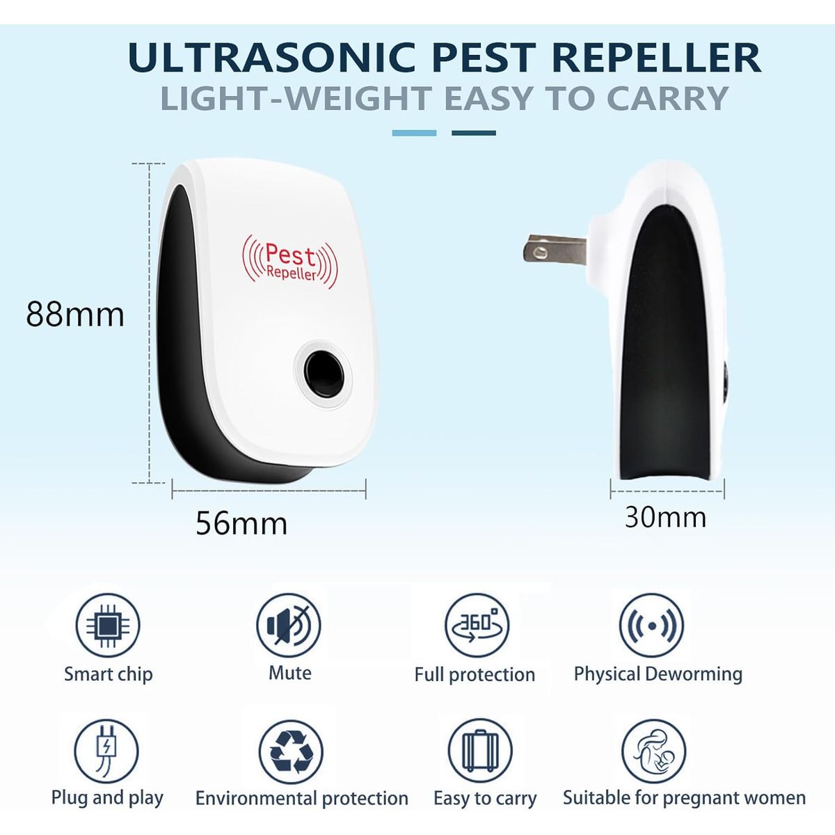 MOVI - REPELENTE ULTRASÓNICO ELÉCTRICO CONTRA RATAS MOSQUITOS Y PLAGAS
