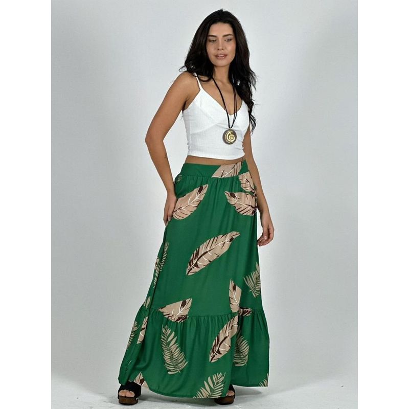 ENIGMATICA BOUTIQUE - Falda Viscosa Estampado Hojas