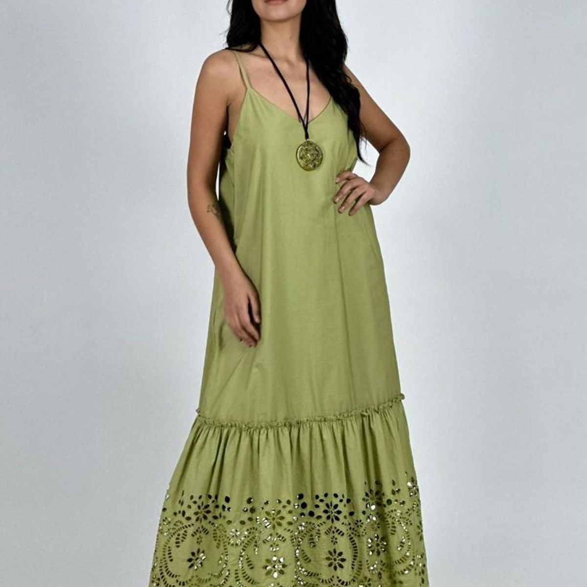 ENIGMATICA BOUTIQUE - Vestido Gabardina de Tirantes Broderi