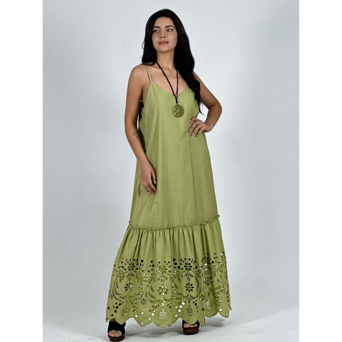 ENIGMATICA BOUTIQUE - Vestido Gabardina de Tirantes Broderi