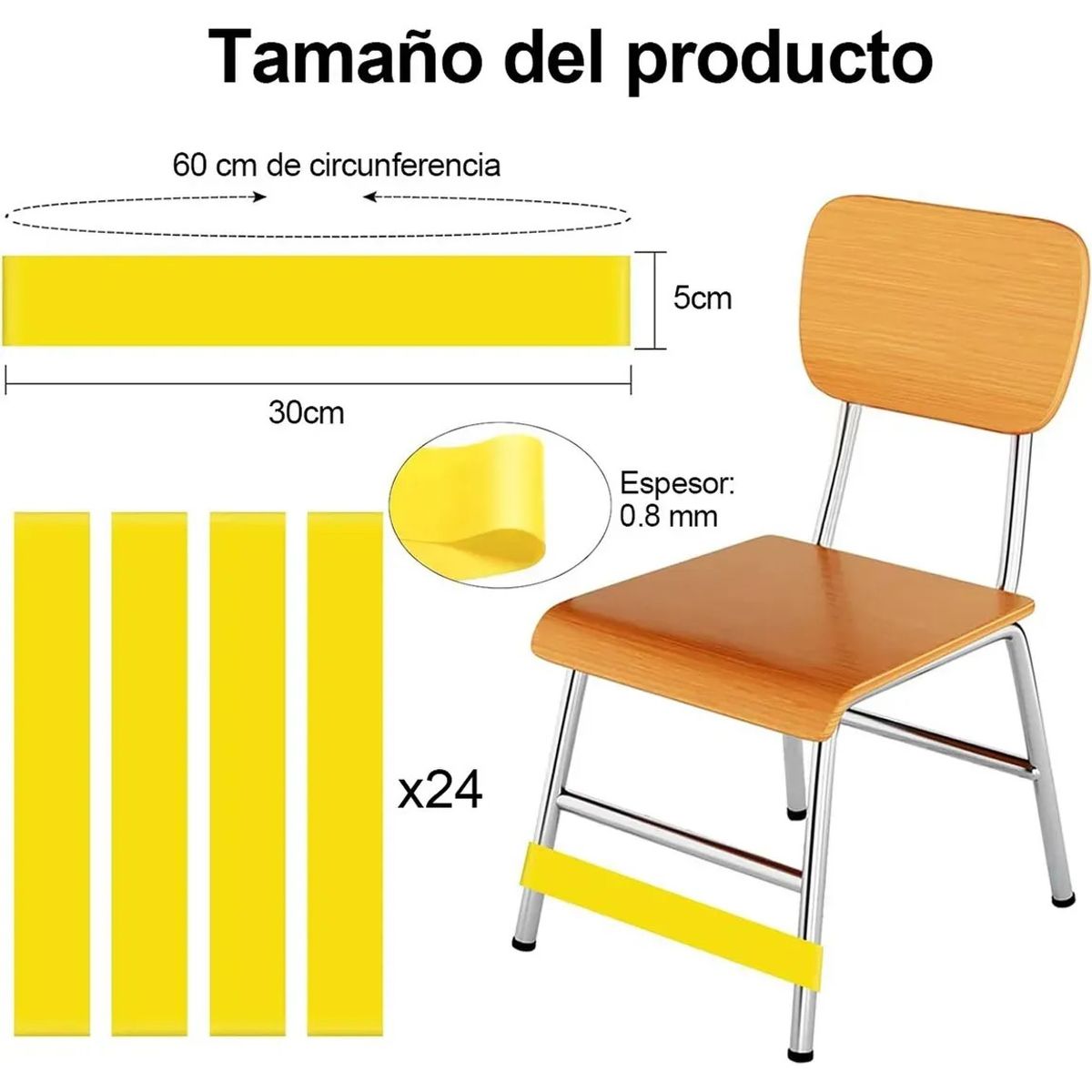 KUANGYE - 24 Cinta Rebotadora Para Silla Hiperactividad Niños Tea/tdah Amarillo
