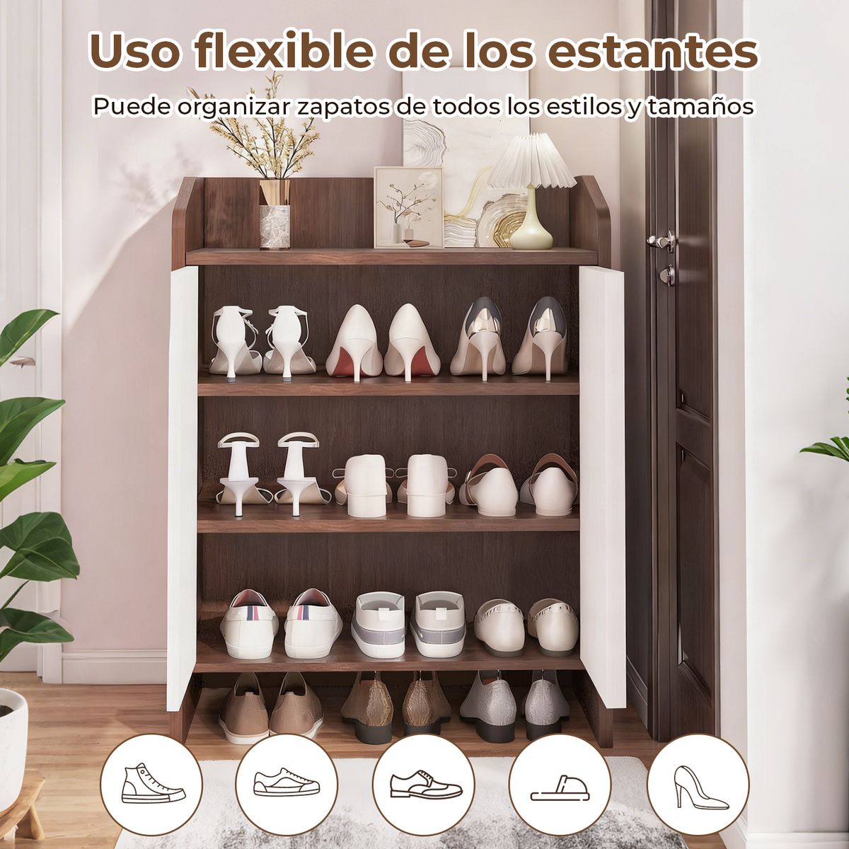 ELEMENT DESIGN - Zapatero Organizador con 2 Puerta 60x30x70 cm