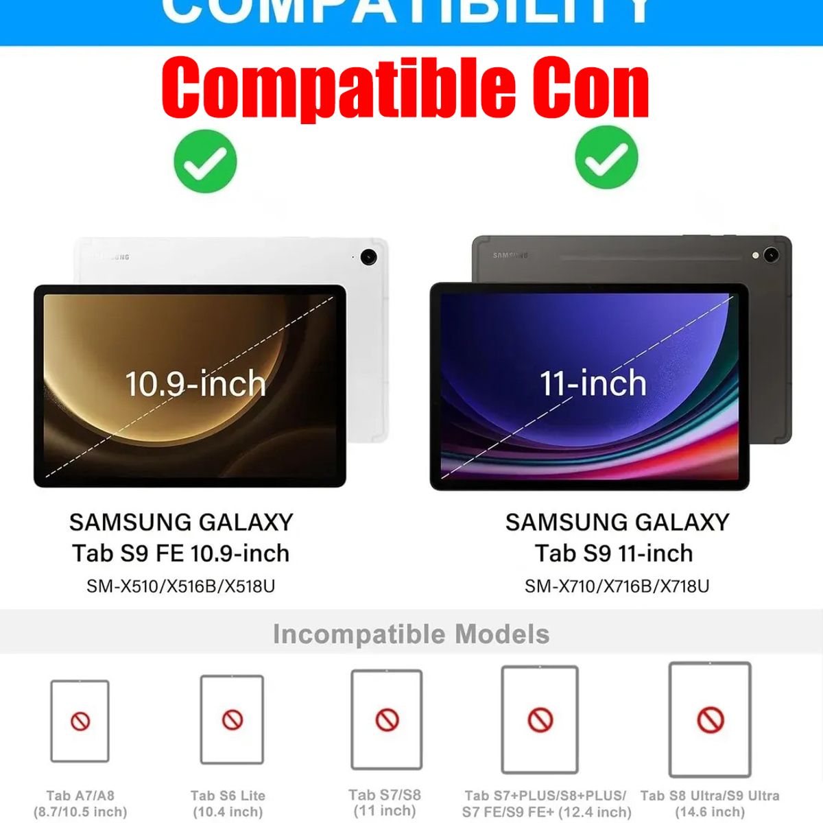 KUANGYE - Funda Con Teclado Para Samsung Galaxy Tab S9 Fe 10.9 / S9 11