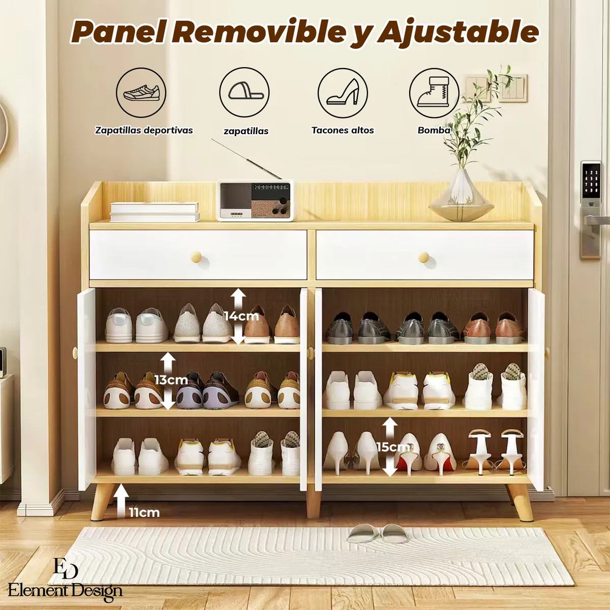 ELEMENT DESIGN - Zapatero Organizador Gran Capacidad con Cajones 120x30x83 cm