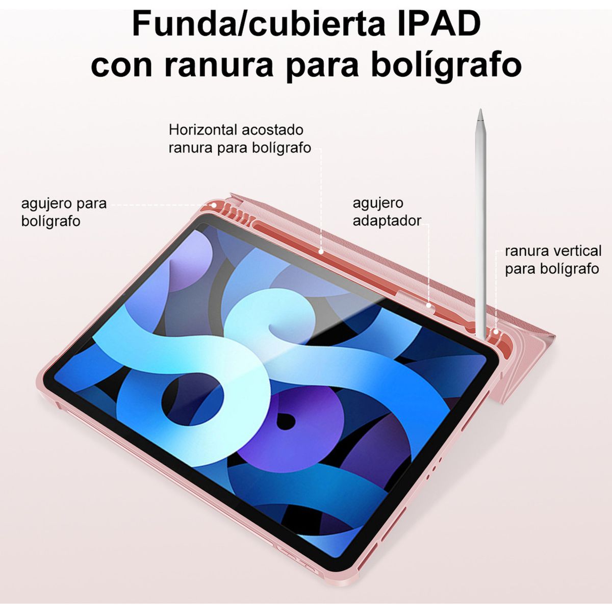 SUPERCENTER - Carcasa Smart Cover Para iPad 10.9 +ranura Pencil Rosa