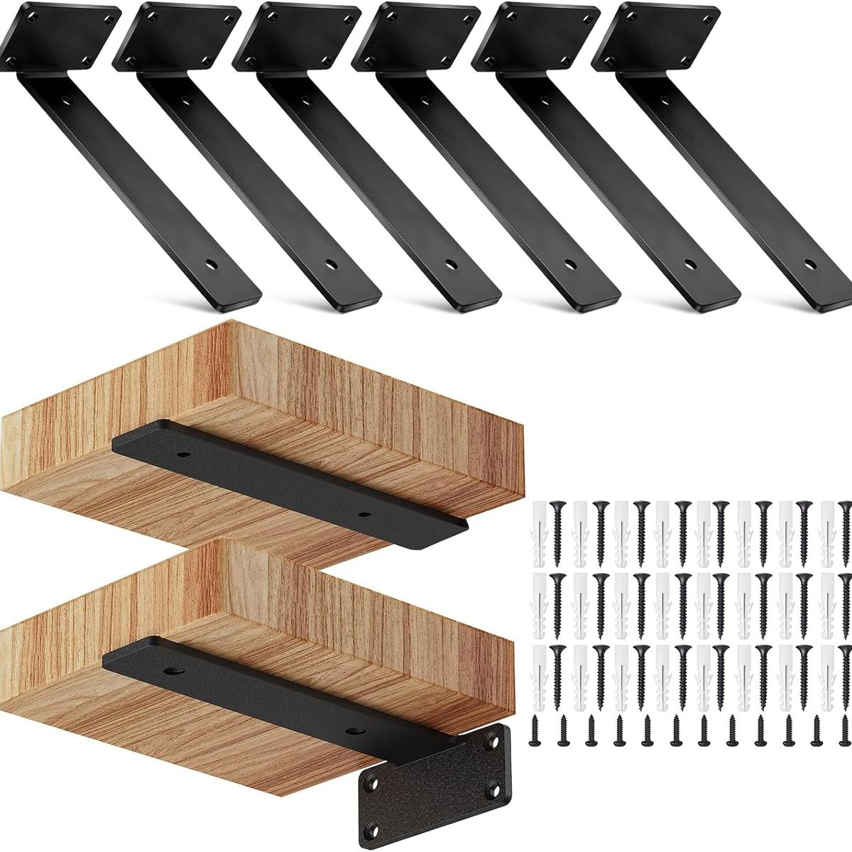 KUANGYE - 6 Pcs Soporte Repisas Flotantes Montaje Pared Baño Cocina, 15cm