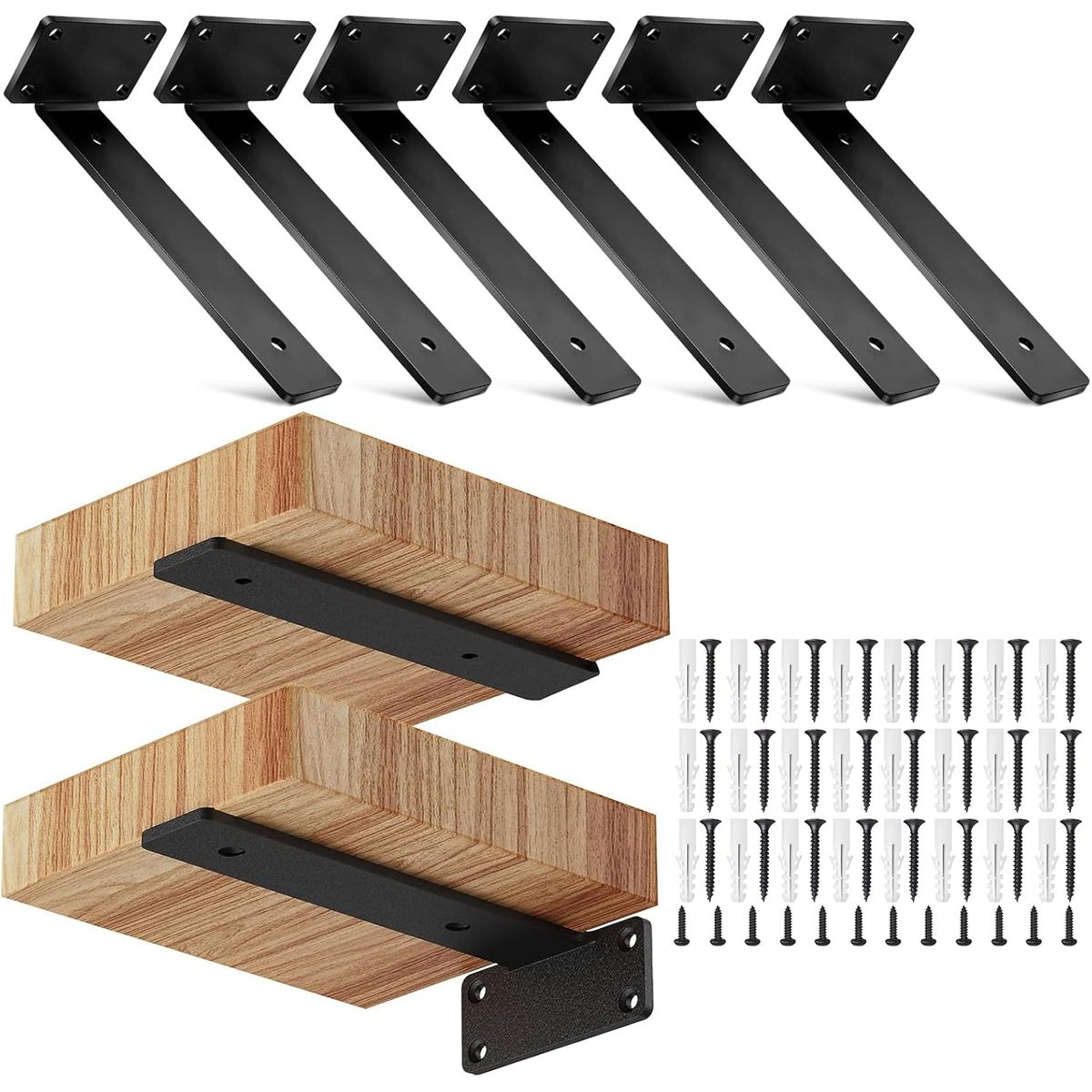 KUANGYE - 6 Pcs Soporte Repisas Flotantes Montaje Pared Baño Cocina, 15cm