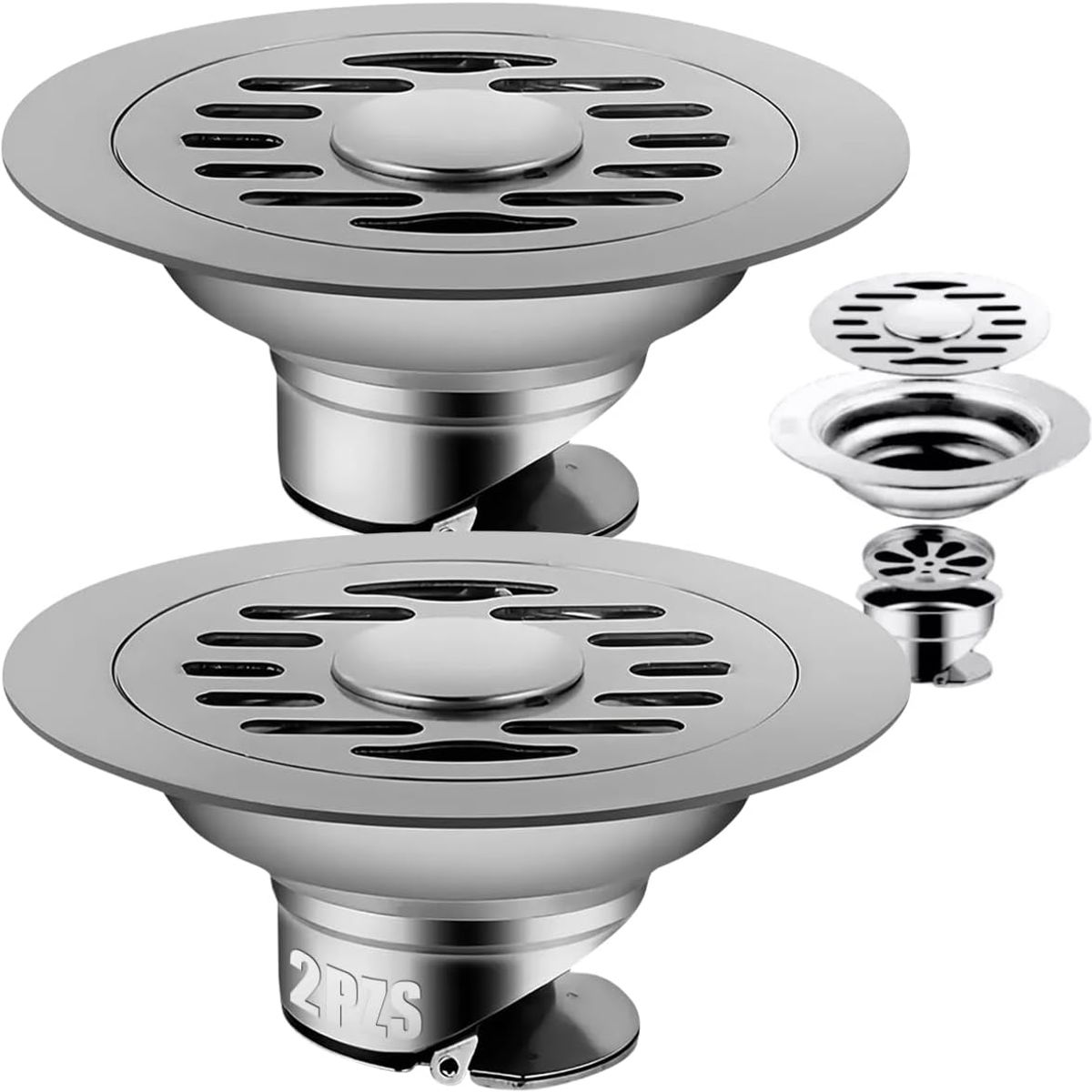 KUANGYE - 2 Pcs Coladera Baño Acero Inoxidable Anti Olores E Insectos, 12cm