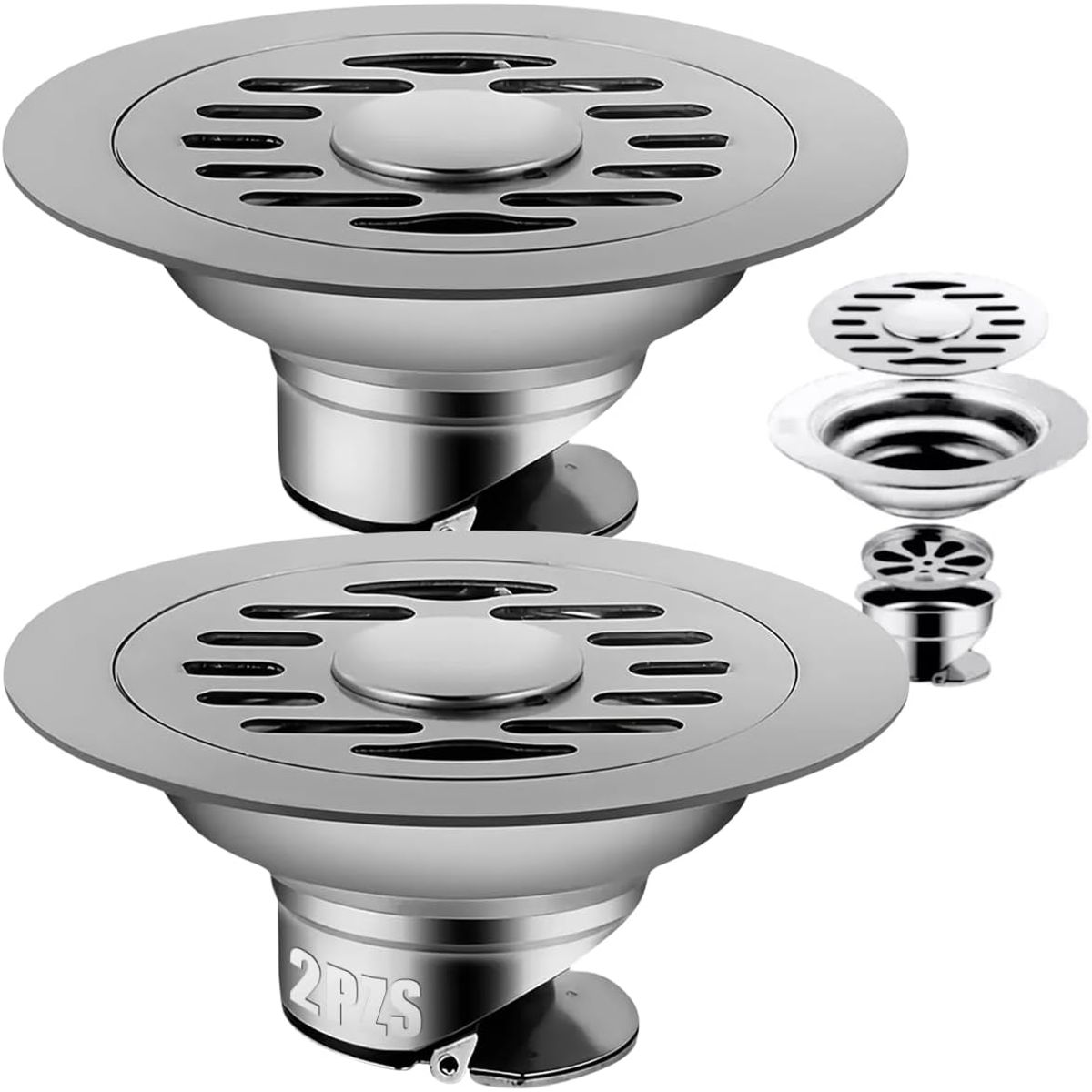 KUANGYE - 2 Pcs Coladera Baño Acero Inoxidable Anti Olores E Insectos, 12cm