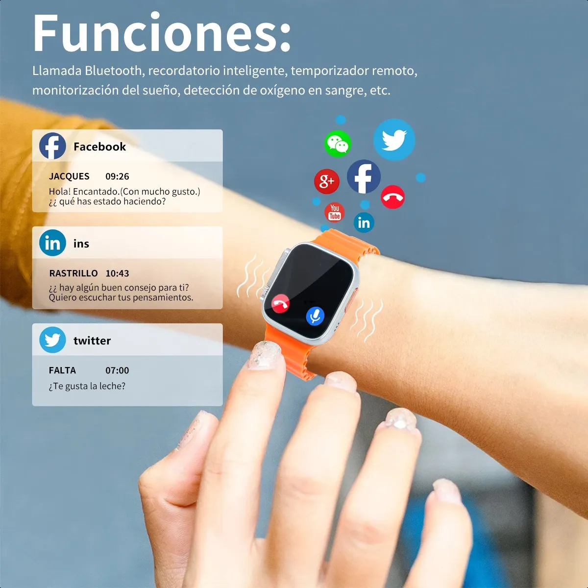 SUPERCENTER - Reloj Inteligente Supercenter C800 Ultra 1.83 Smartwatch Naranja
