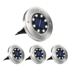 SUPERCENTER - Pack 4 Focos Solares Jardín Estaca De 8 Led Tipo Embutido