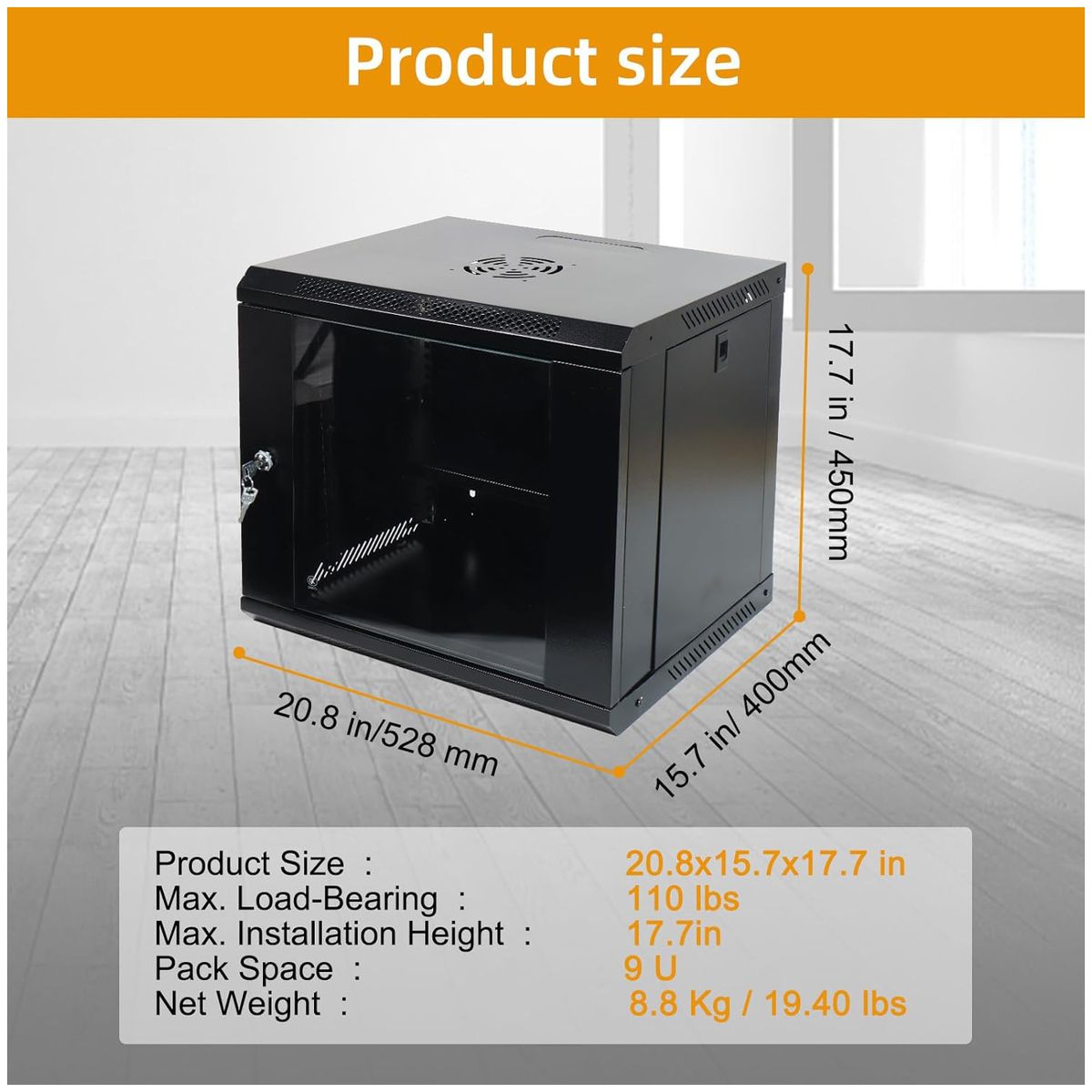 KUANGYE - Gabinate Rack Mural Desarmable 9u